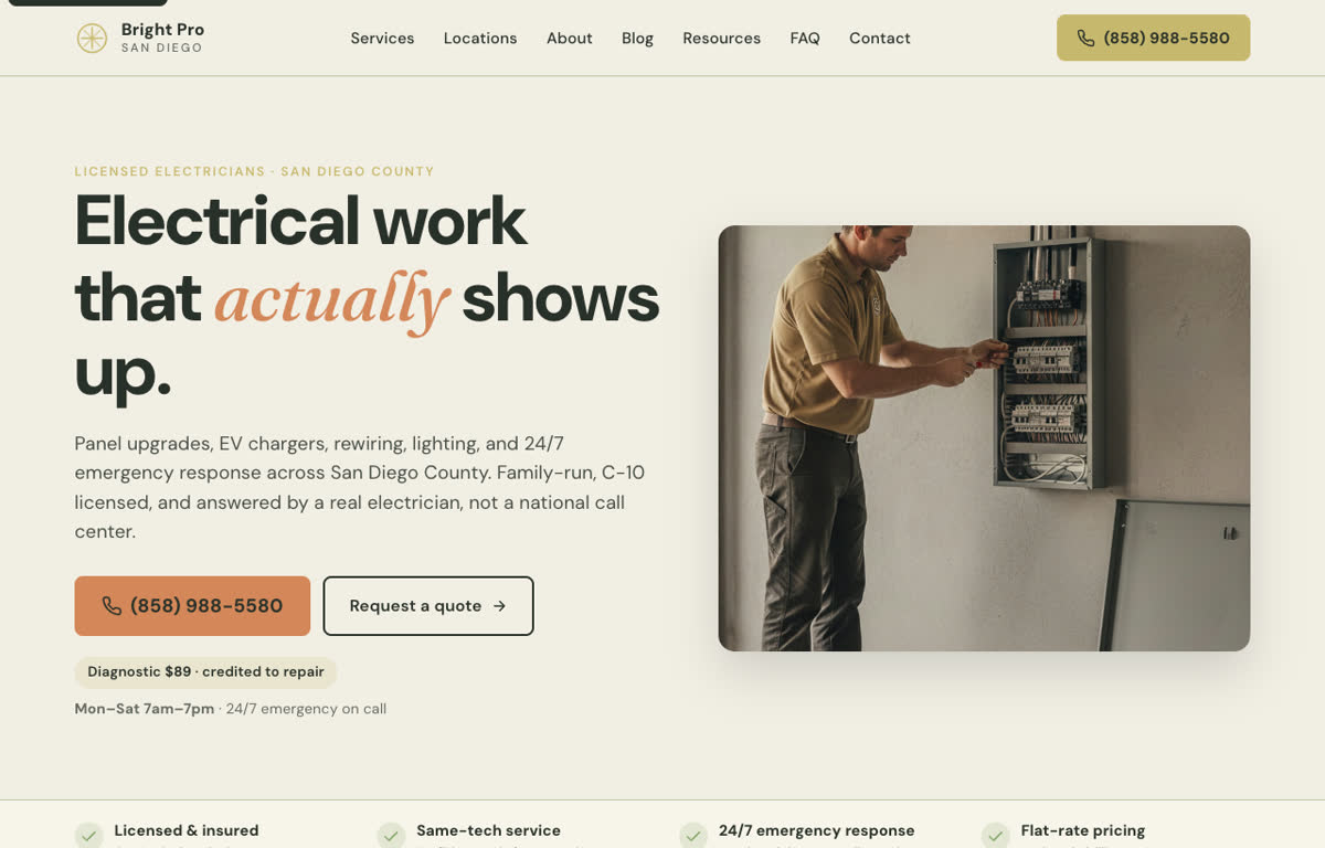 Bright Pro Electric website